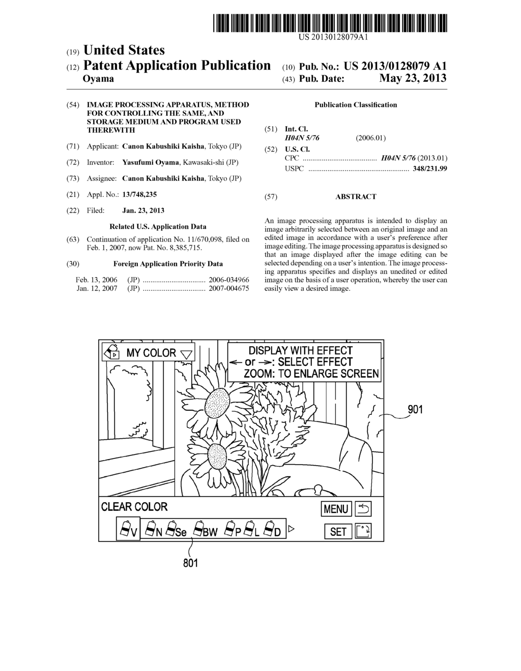 IMAGE PROCESSING APPARATUS, METHOD FOR CONTROLLING THE SAME, AND STORAGE     MEDIUM AND PROGRAM USED THEREWITH - diagram, schematic, and image 01