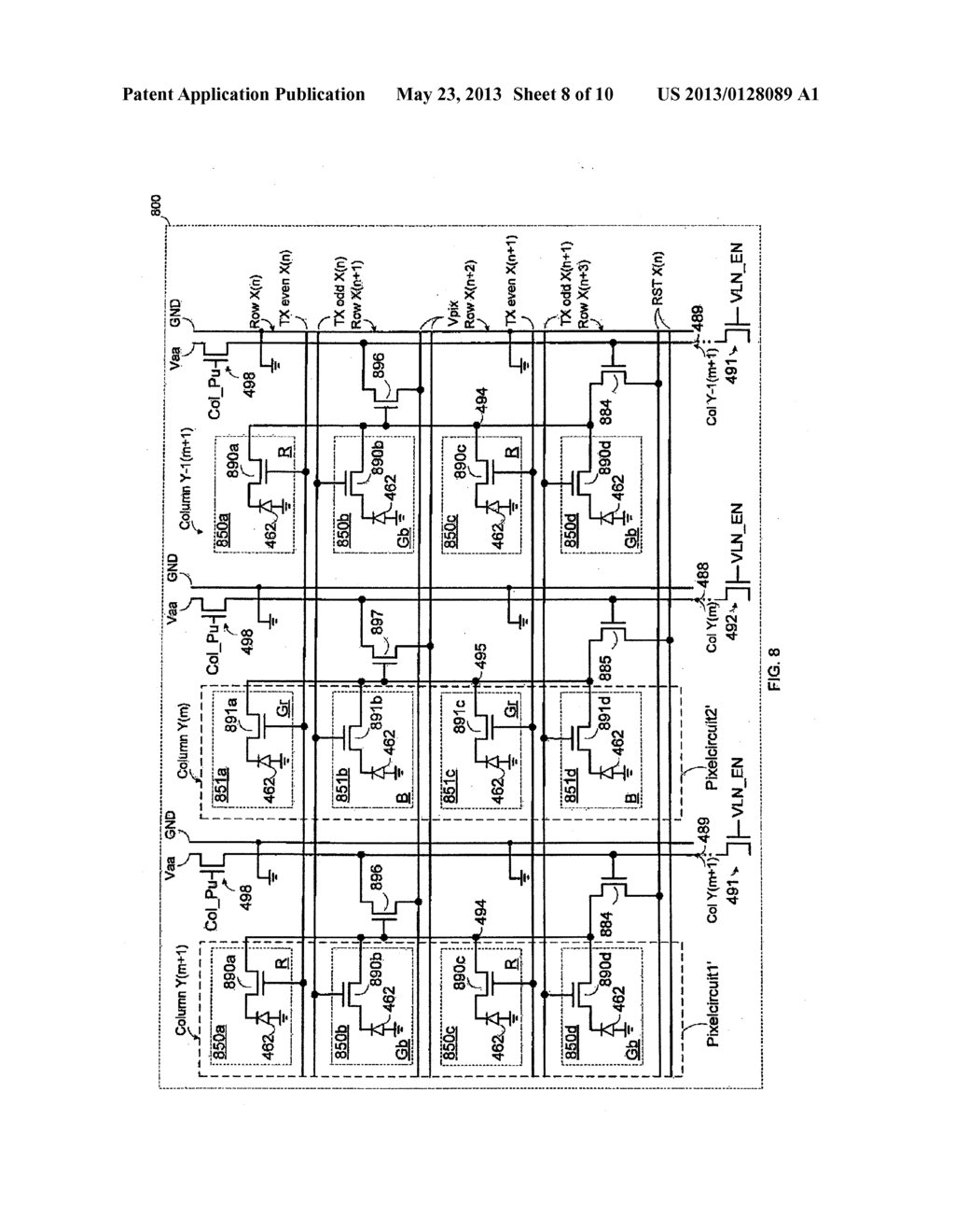 VERTICAL 4-WAY SHARED PIXEL IN A SINGLE COLUMN WITH INTERNAL RESET AND NO     ROW SELECT - diagram, schematic, and image 09