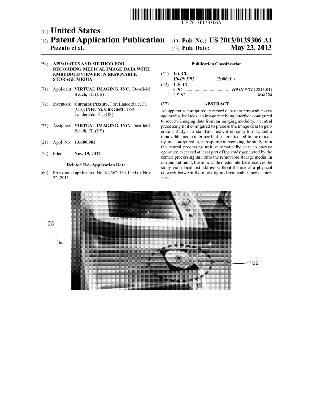 Apparatus and Method for Recording Medical Image Data with Embedded Viewer     in Removable Storage Media - diagram, schematic, and image 01