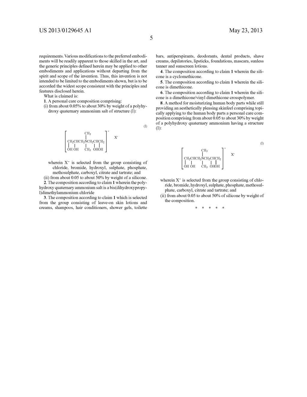 Personal Care Compositions with Silicones and Polyhydroxy Quaternary     Ammonium Salts - diagram, schematic, and image 06