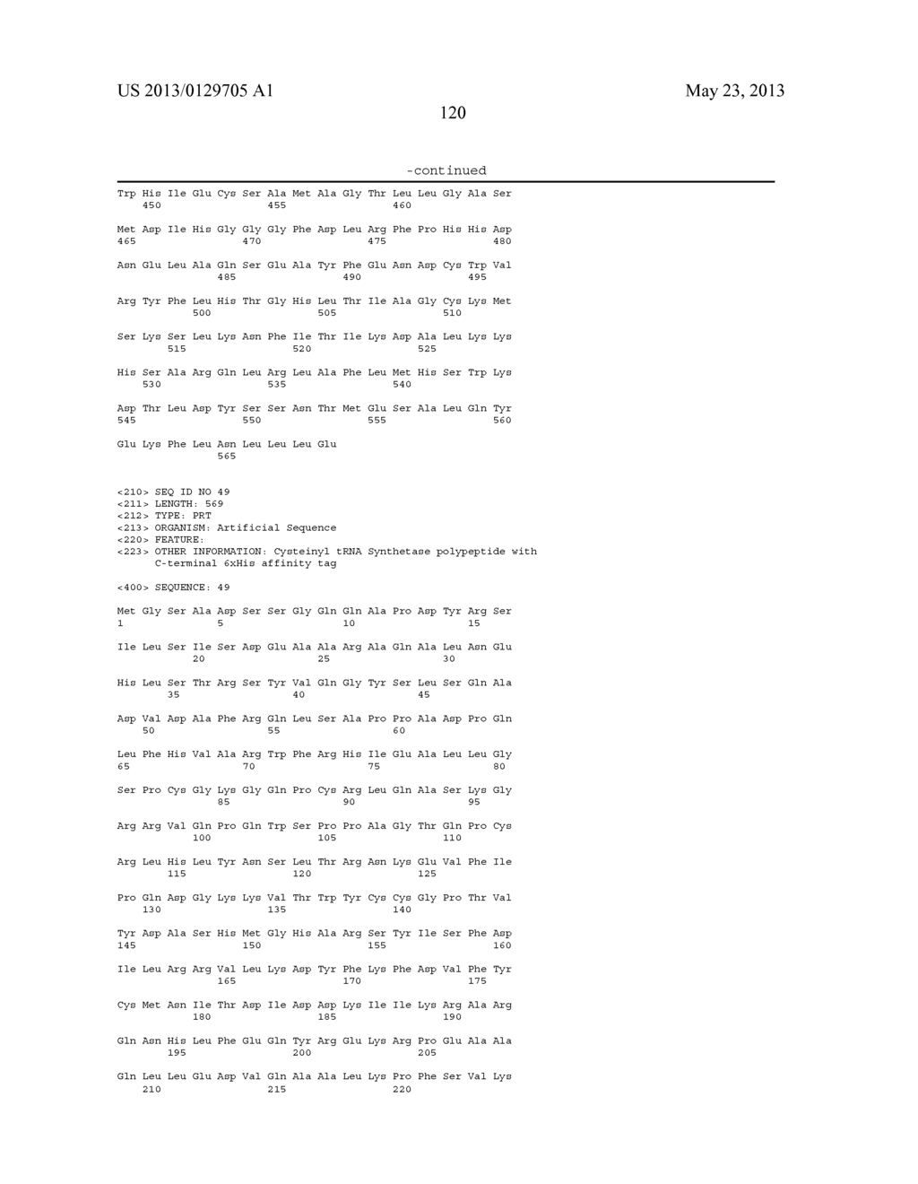 INNOVATIVE DISCOVERY OF THERAPEUTIC, DIAGNOSTIC, AND ANTIBODY COMPOSITIONS     RELATED TO PROTEIN FRAGMENTS OF CYSTEINYL-tRNA SYNTHETASE - diagram, schematic, and image 126