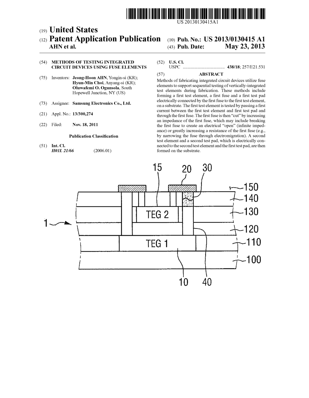 METHODS OF TESTING INTEGRATED CIRCUIT DEVICES USING FUSE ELEMENTS - diagram, schematic, and image 01