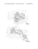 Rear derailleur device for a bicycle shifting system diagram and image