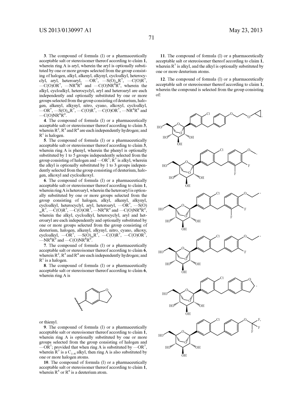 C-ARYL GLUCOSIDE DERIVATIVES, PREPARATION PROCESS AND PHARMACEUTICAL USE     THEREOF - diagram, schematic, and image 72