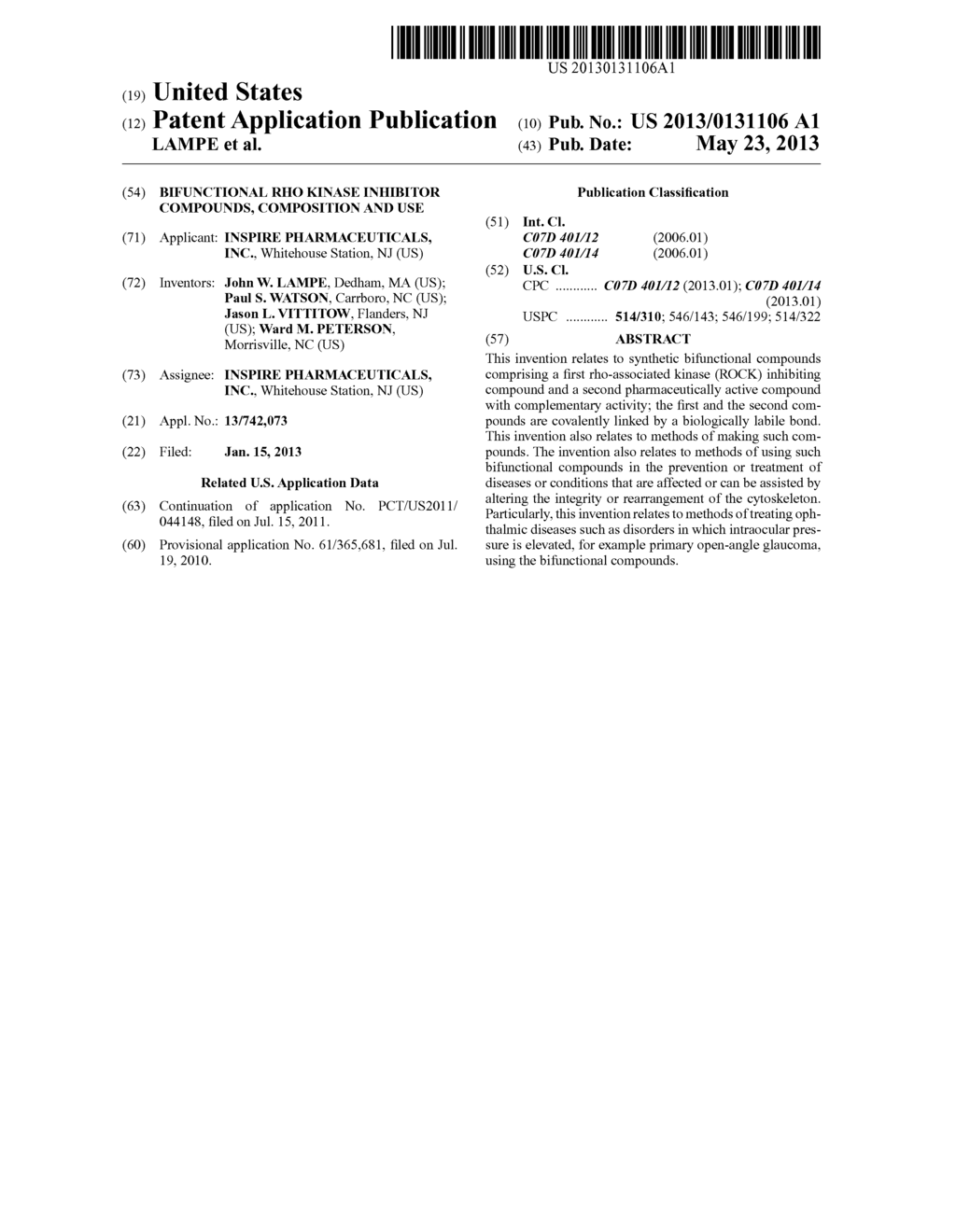 BIFUNCTIONAL RHO KINASE INHIBITOR COMPOUNDS, COMPOSITION AND USE - diagram, schematic, and image 01