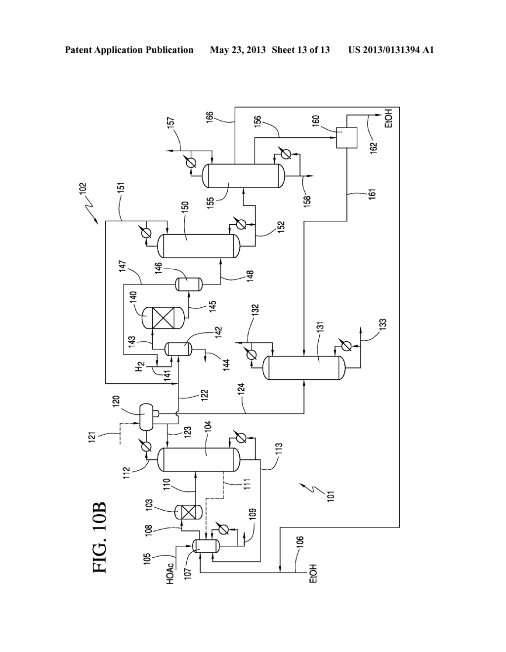 Integrated Esterification and Hydrogenolysis Process For Producing Ethanol - diagram, schematic, and image 14