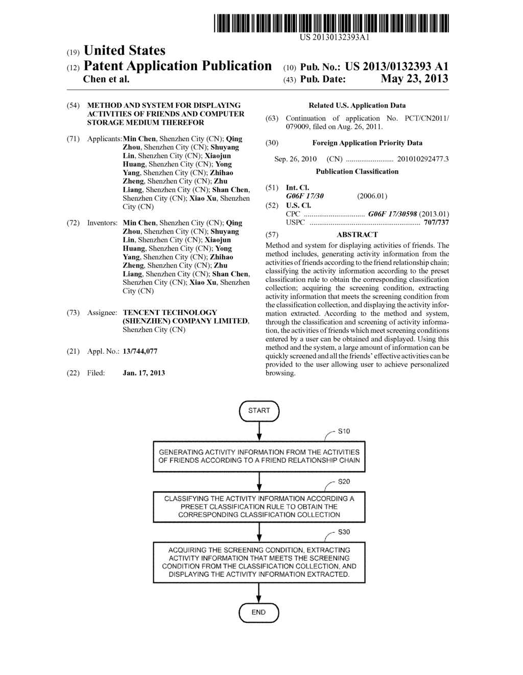 METHOD AND SYSTEM FOR DISPLAYING ACTIVITIES OF FRIENDS AND COMPUTER     STORAGE MEDIUM THEREFOR - diagram, schematic, and image 01