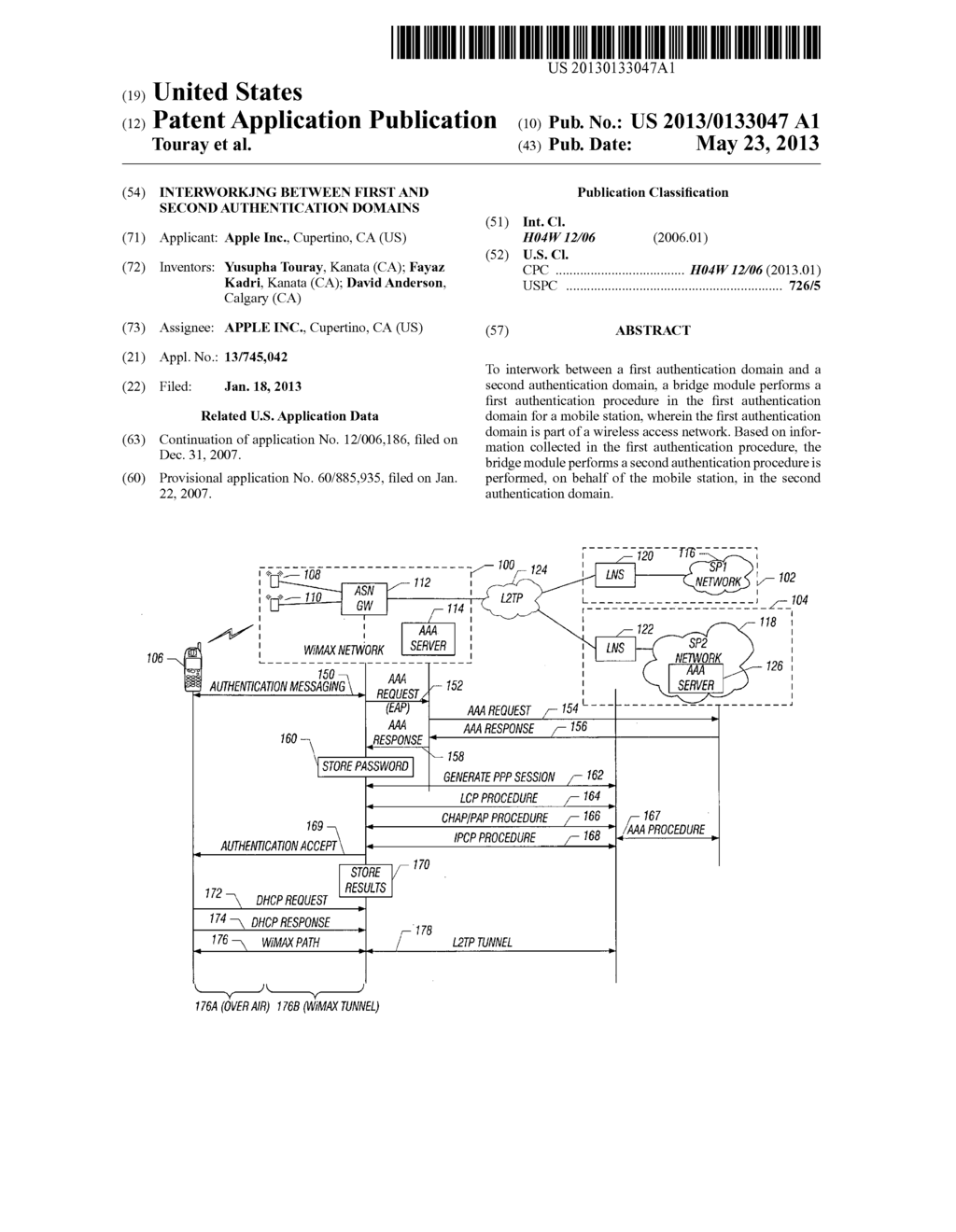 INTERWORKJNG BETWEEN FIRSTAND SECOND AUTHENTICATION DOMAINS - diagram, schematic, and image 01