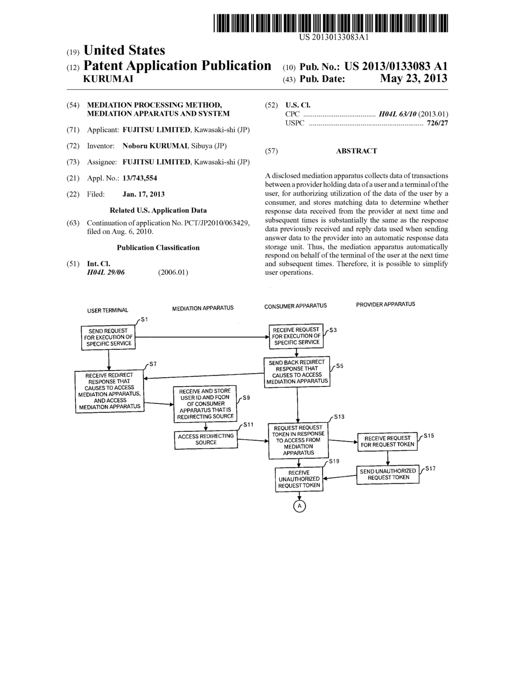 MEDIATION PROCESSING METHOD, MEDIATION APPARATUS AND SYSTEM - diagram, schematic, and image 01