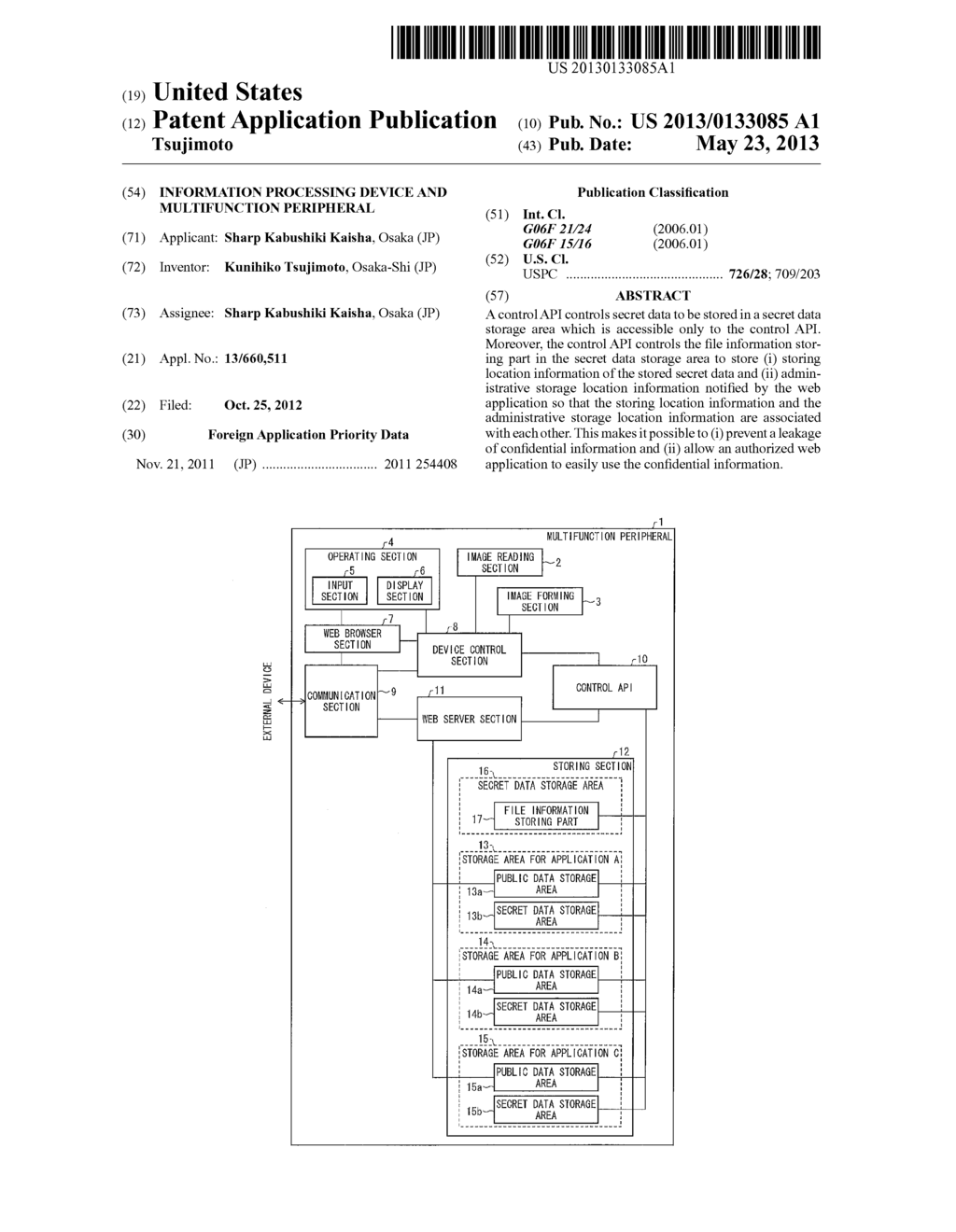 INFORMATION PROCESSING DEVICE AND MULTIFUNCTION PERIPHERAL - diagram, schematic, and image 01