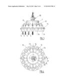 INSTALLATION FOR FILLING GAS CYLINDERS WITH AN ANGULAR GAS-DISTRIBUTION     DEVICE diagram and image