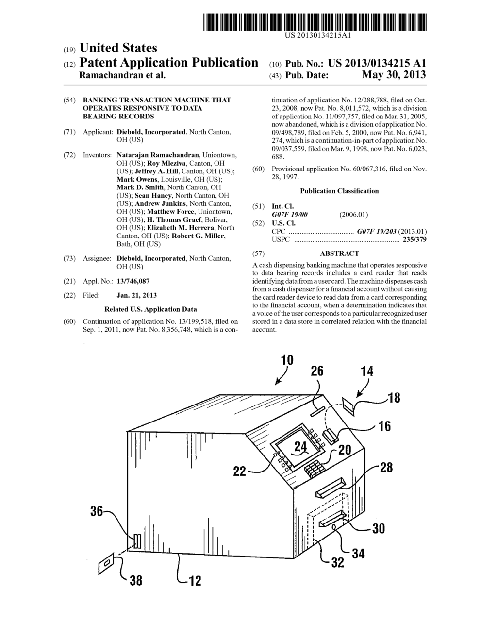 BANKING TRANSACTION MACHINE THAT OPERATES RESPONSIVE TO DATA BEARING     RECORDS - diagram, schematic, and image 01