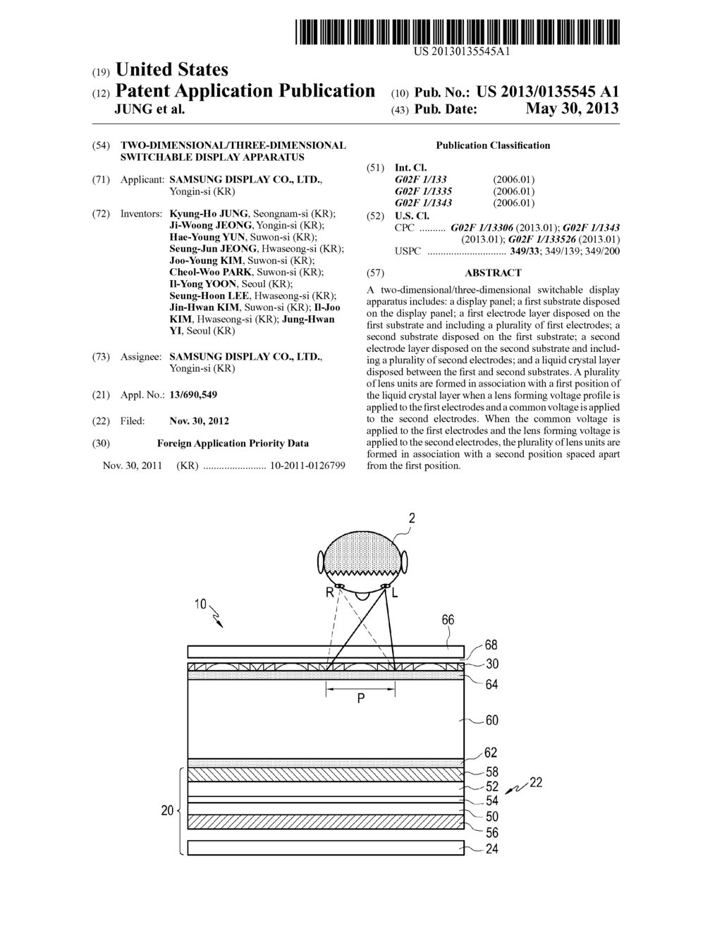 TWO-DIMENSIONAL/THREE-DIMENSIONAL SWITCHABLE DISPLAY APPARATUS - diagram, schematic, and image 01