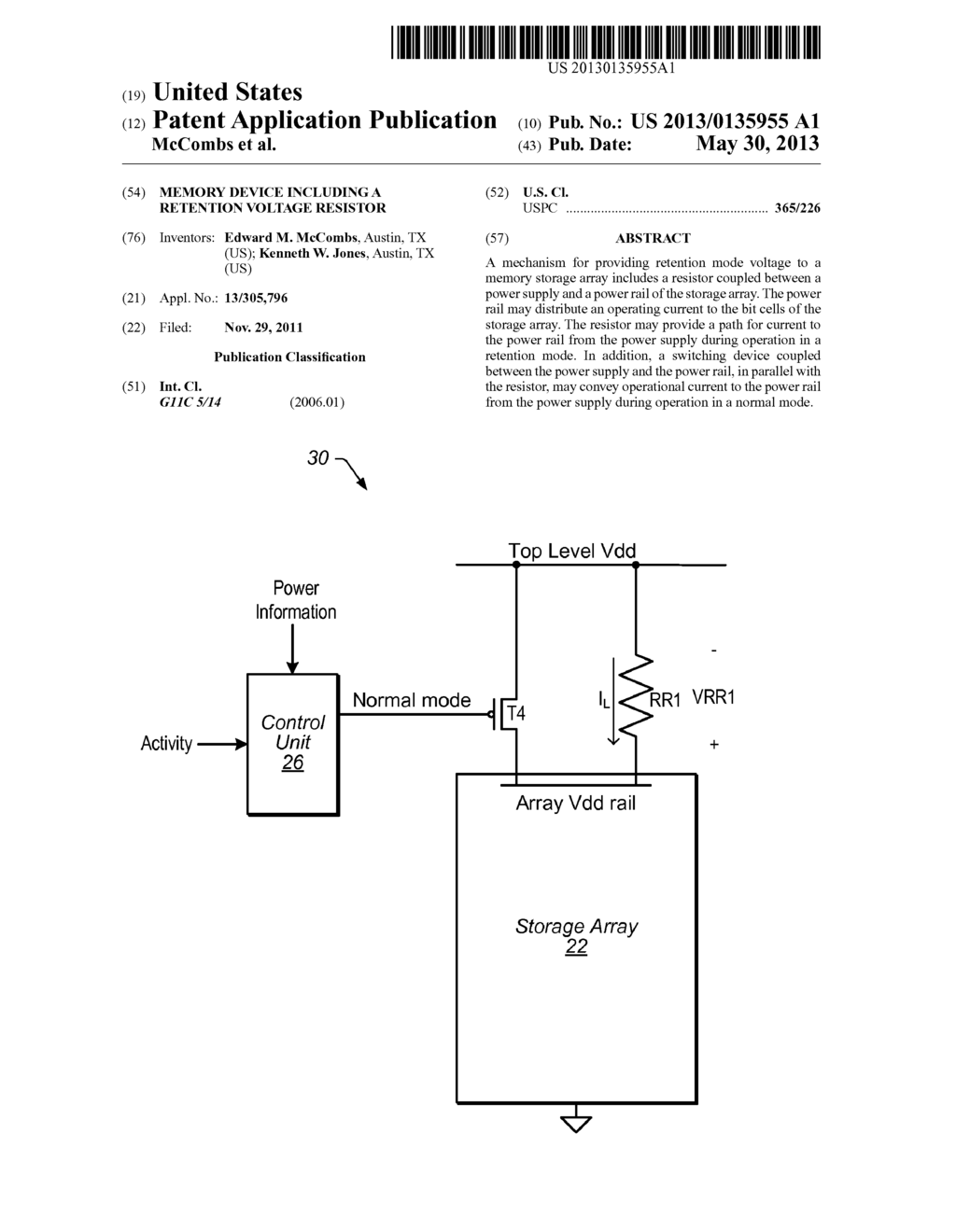 MEMORY DEVICE INCLUDING A RETENTION VOLTAGE RESISTOR - diagram, schematic, and image 01