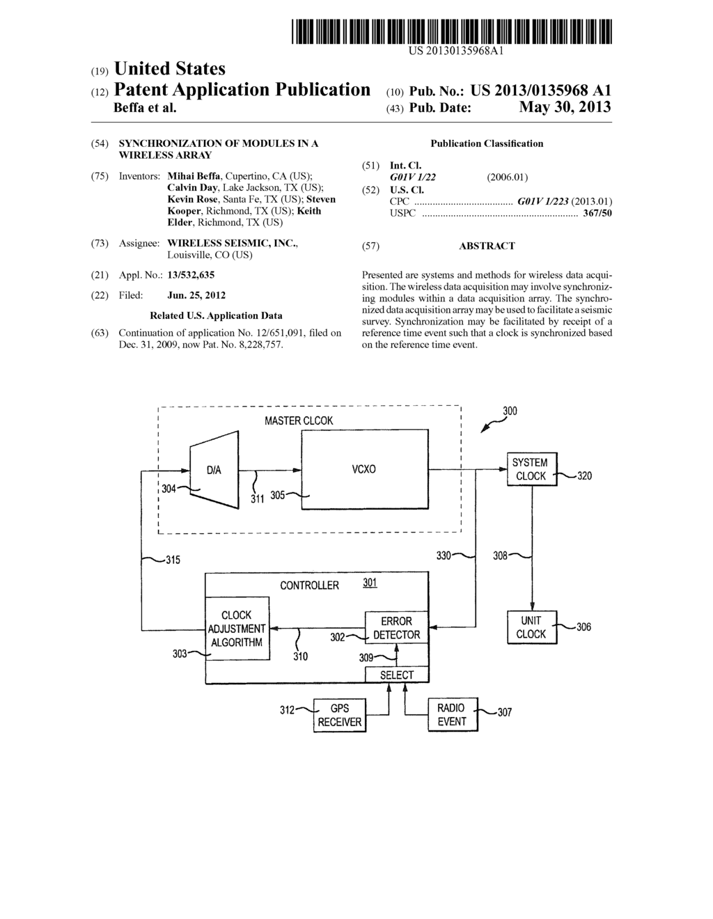 Synchronization of Modules in a Wireless Array - diagram, schematic, and image 01