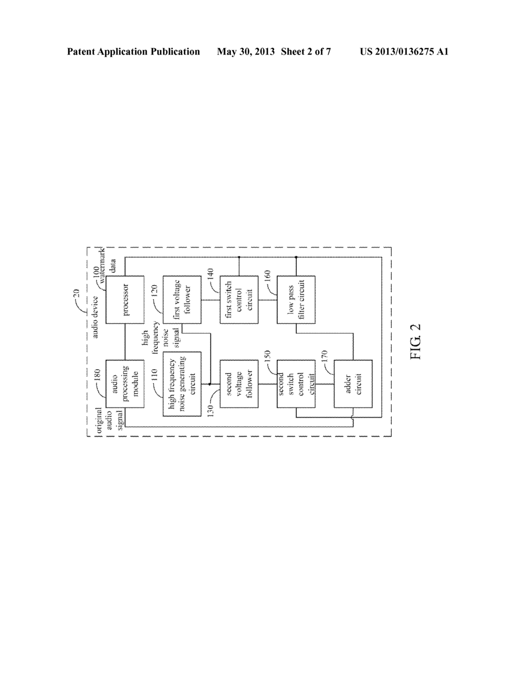 AUDIO DEVICE AND METHOD FOR ADDING WATERMARK DATA TO AUDIO SIGNALS - diagram, schematic, and image 03