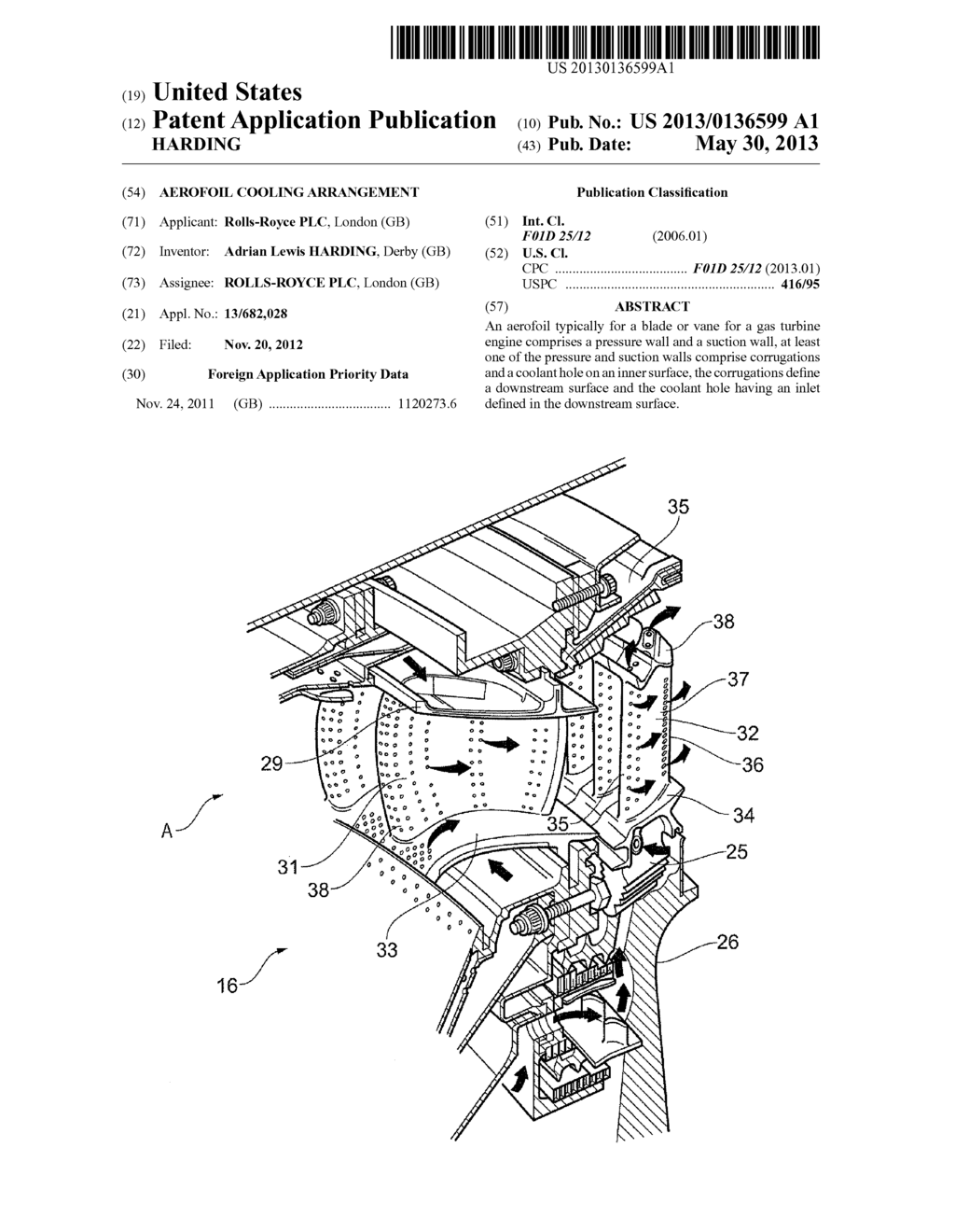 AEROFOIL COOLING ARRANGEMENT - diagram, schematic, and image 01