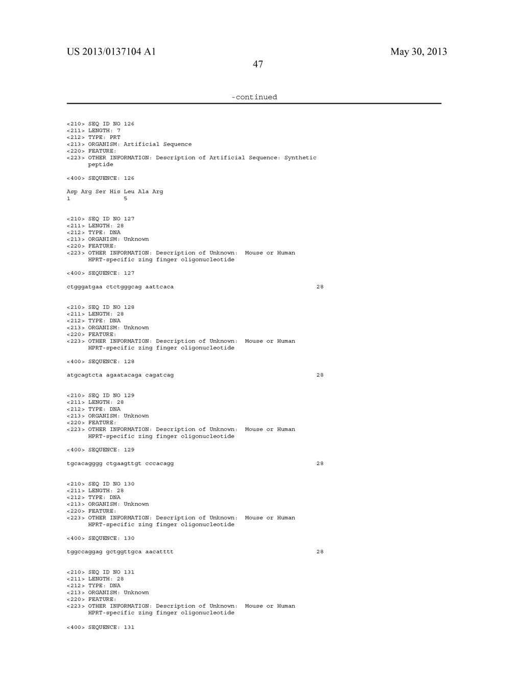 METHODS AND COMPOSITIONS FOR MODIFICATION OF THE HPRT LOCUS - diagram, schematic, and image 64