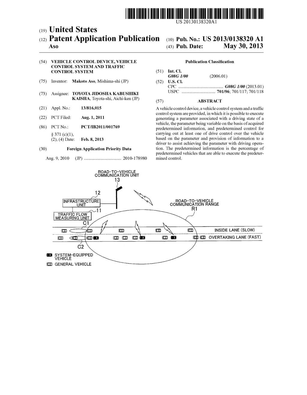 VEHICLE CONTROL DEVICE, VEHICLE CONTROL SYSTEM AND TRAFFIC CONTROL SYSTEM - diagram, schematic, and image 01