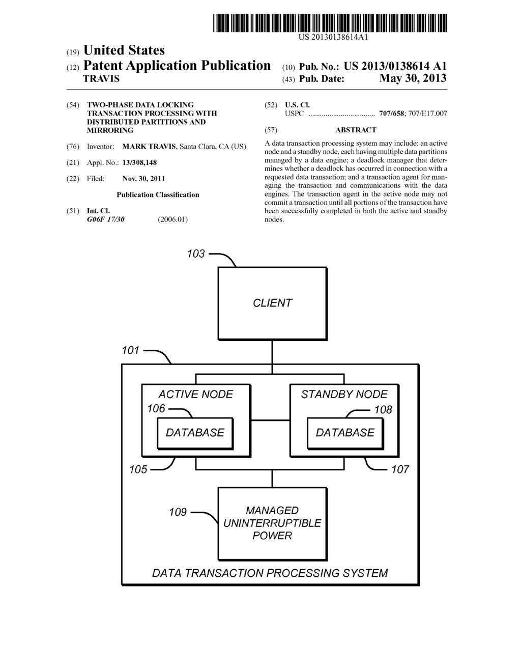 TWO-PHASE DATA LOCKING TRANSACTION PROCESSING WITH DISTRIBUTED PARTITIONS     AND MIRRORING - diagram, schematic, and image 01