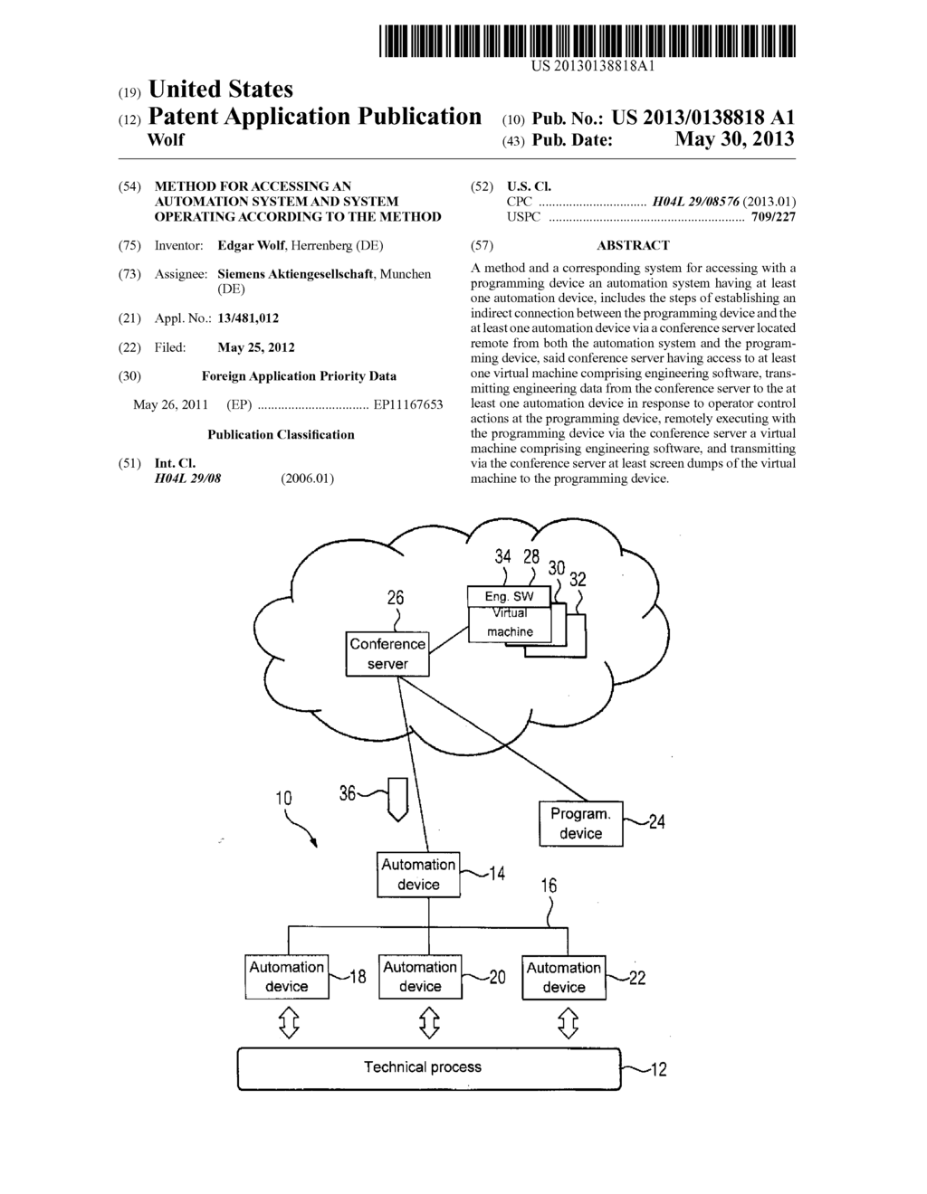 METHOD FOR ACCESSING AN AUTOMATION SYSTEM AND SYSTEM OPERATING ACCORDING     TO THE METHOD - diagram, schematic, and image 01