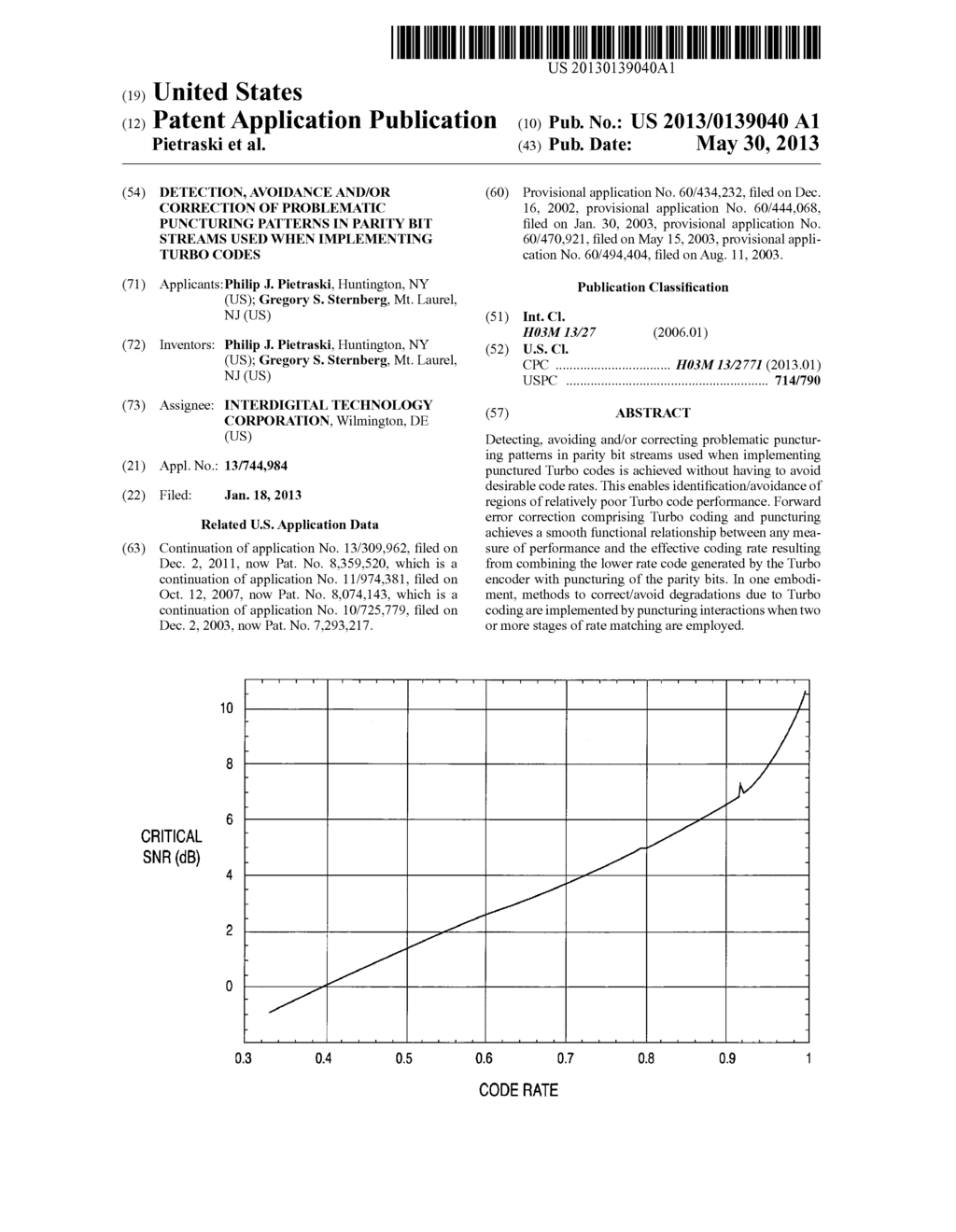 DETECTION, AVOIDANCE AND/OR CORRECTION OF PROBLEMATIC PUNCTURING PATTERNS     IN PARITY BIT STREAMS USED WHEN IMPLEMENTING TURBO CODES - diagram, schematic, and image 01