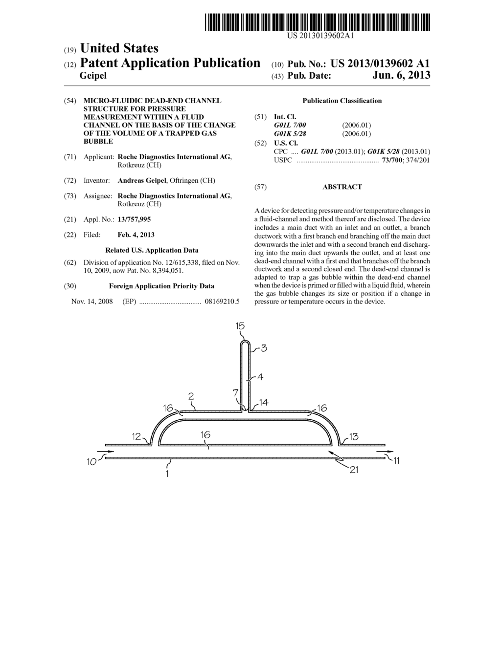 Micro-Fluidic Dead-End Channel Structure For Pressure Measurement Within A     Fluid Channel On The Basis Of The Change Of The Volume Of A Trapped Gas     Bubble - diagram, schematic, and image 01