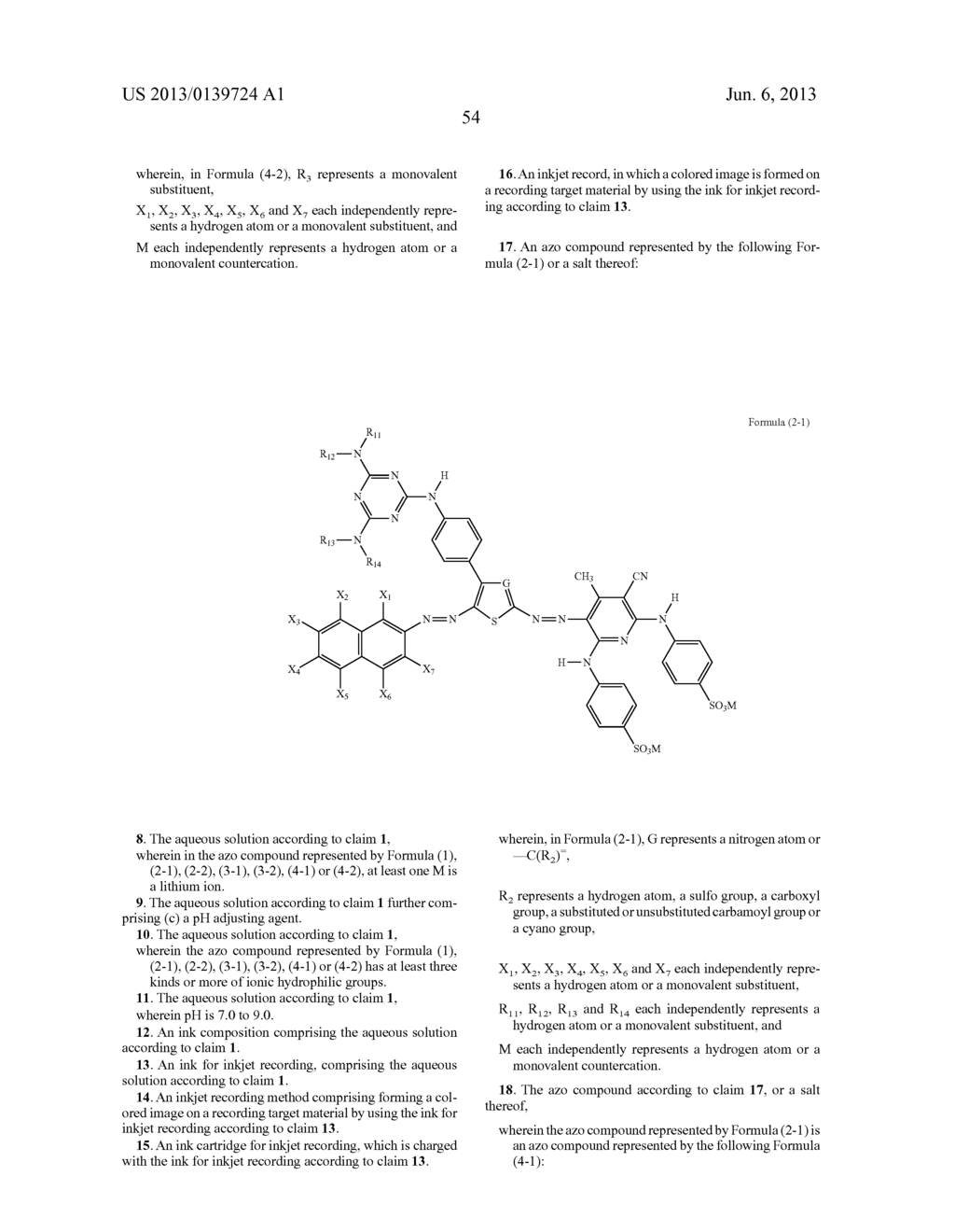 NOVEL AZO COMPOUND, AQUEOUS SOLUTION, INK COMPOSITION, INK FOR INKJET     RECORDING, INKJET RECORDING METHOD, INK CARTRIDGE FOR INKJET RECORDING,     AND INKJET RECORD - diagram, schematic, and image 55