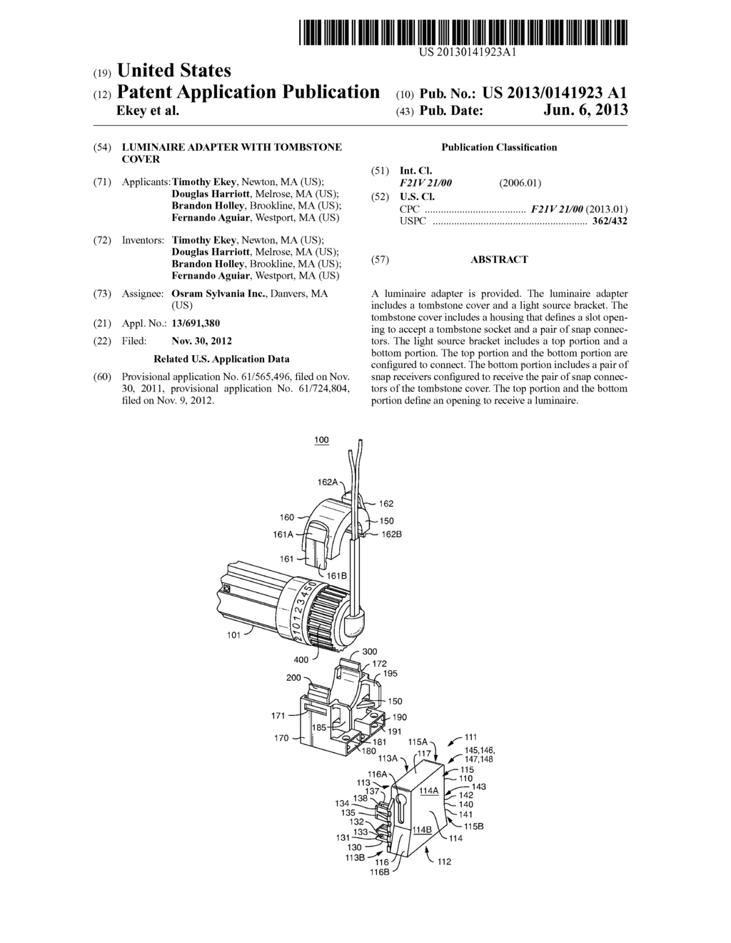 LUMINAIRE ADAPTER WITH TOMBSTONE COVER - diagram, schematic, and image 01