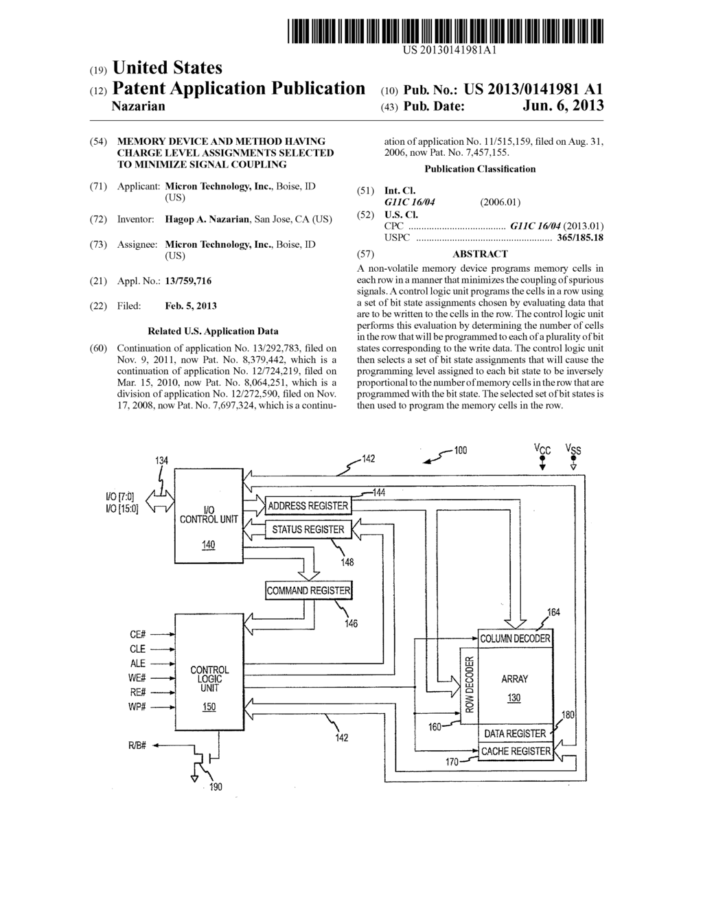 MEMORY DEVICE AND METHOD HAVING CHARGE LEVEL ASSIGNMENTS SELECTED TO     MINIMIZE SIGNAL COUPLING - diagram, schematic, and image 01