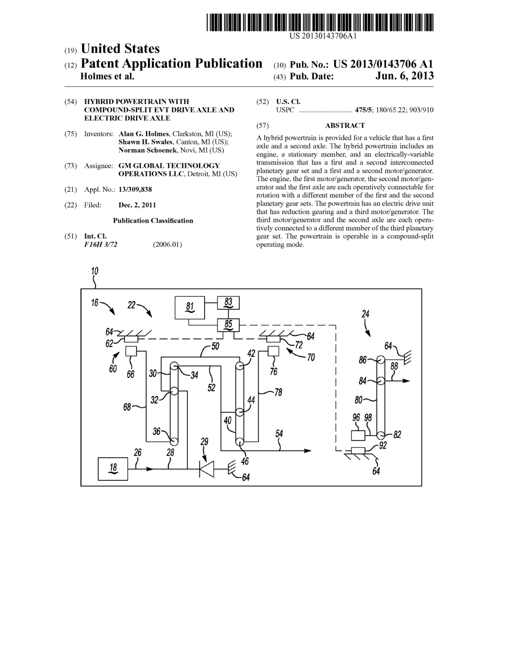 HYBRID POWERTRAIN WITH COMPOUND-SPLIT EVT DRIVE AXLE AND ELECTRIC DRIVE     AXLE - diagram, schematic, and image 01