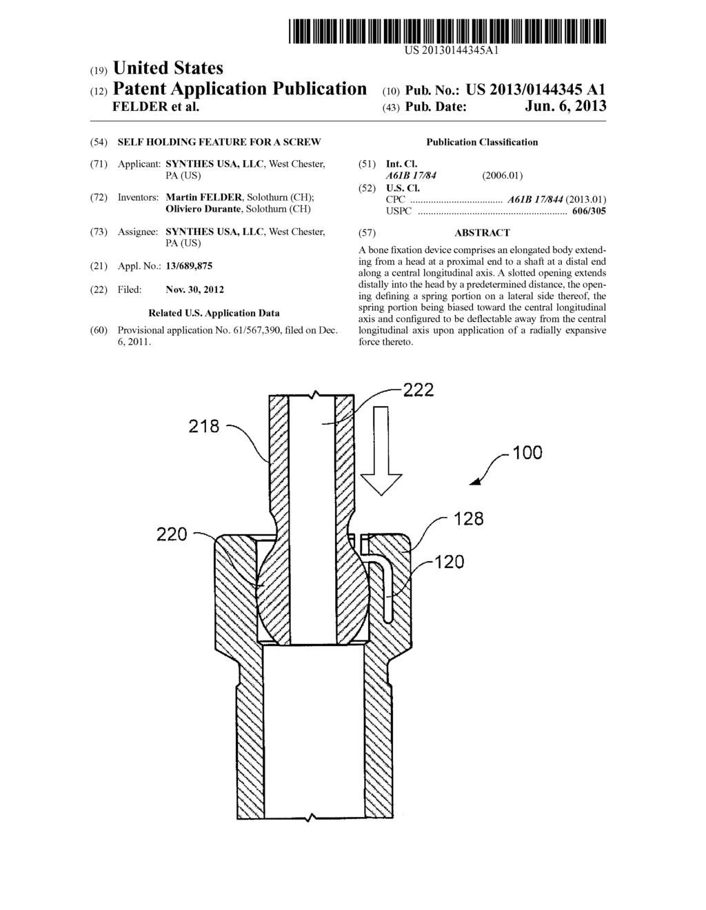 SELF HOLDING FEATURE FOR A SCREW - diagram, schematic, and image 01