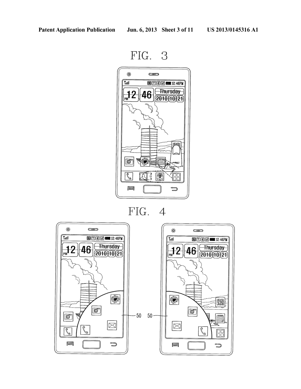 MOBILE TERMINAL AND FAN-SHAPED ICON ARRANGEMENT METHOD THEREOF - diagram, schematic, and image 04