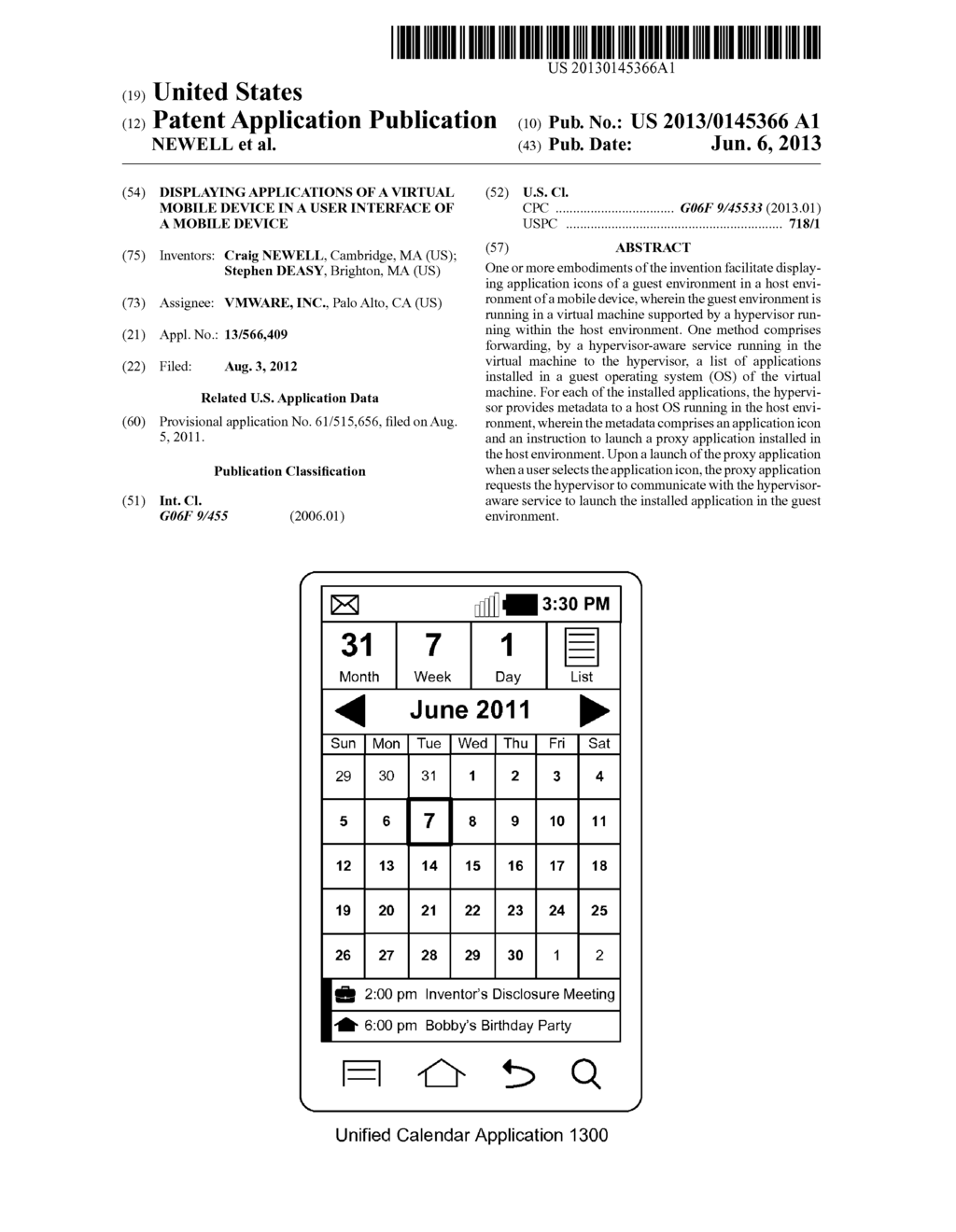 DISPLAYING APPLICATIONS OF A VIRTUAL MOBILE DEVICE IN A USER INTERFACE OF     A MOBILE DEVICE - diagram, schematic, and image 01