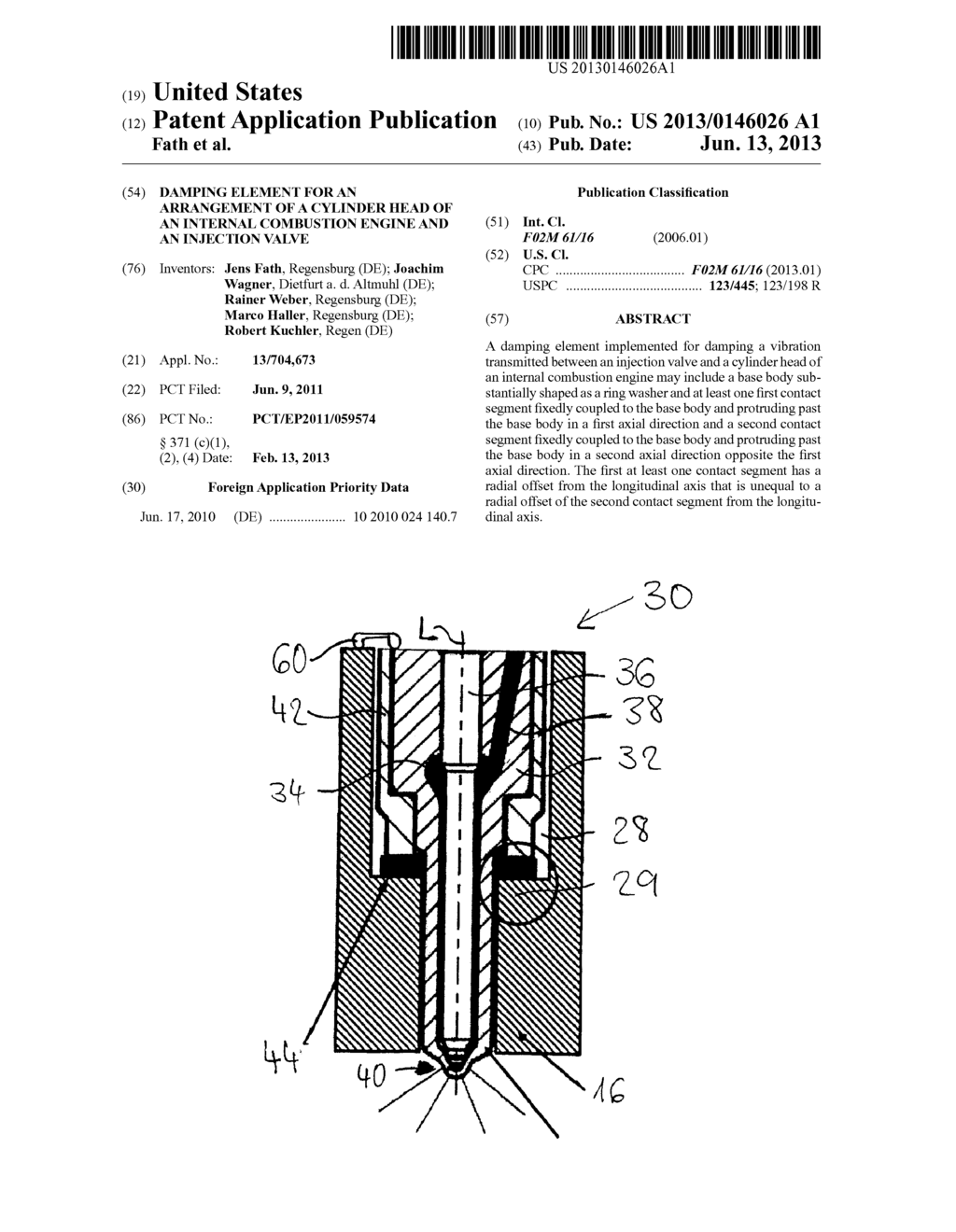 Damping element for an Arrangement of a Cylinder Head of an Internal     Combustion Engine and an Injection Valve - diagram, schematic, and image 01