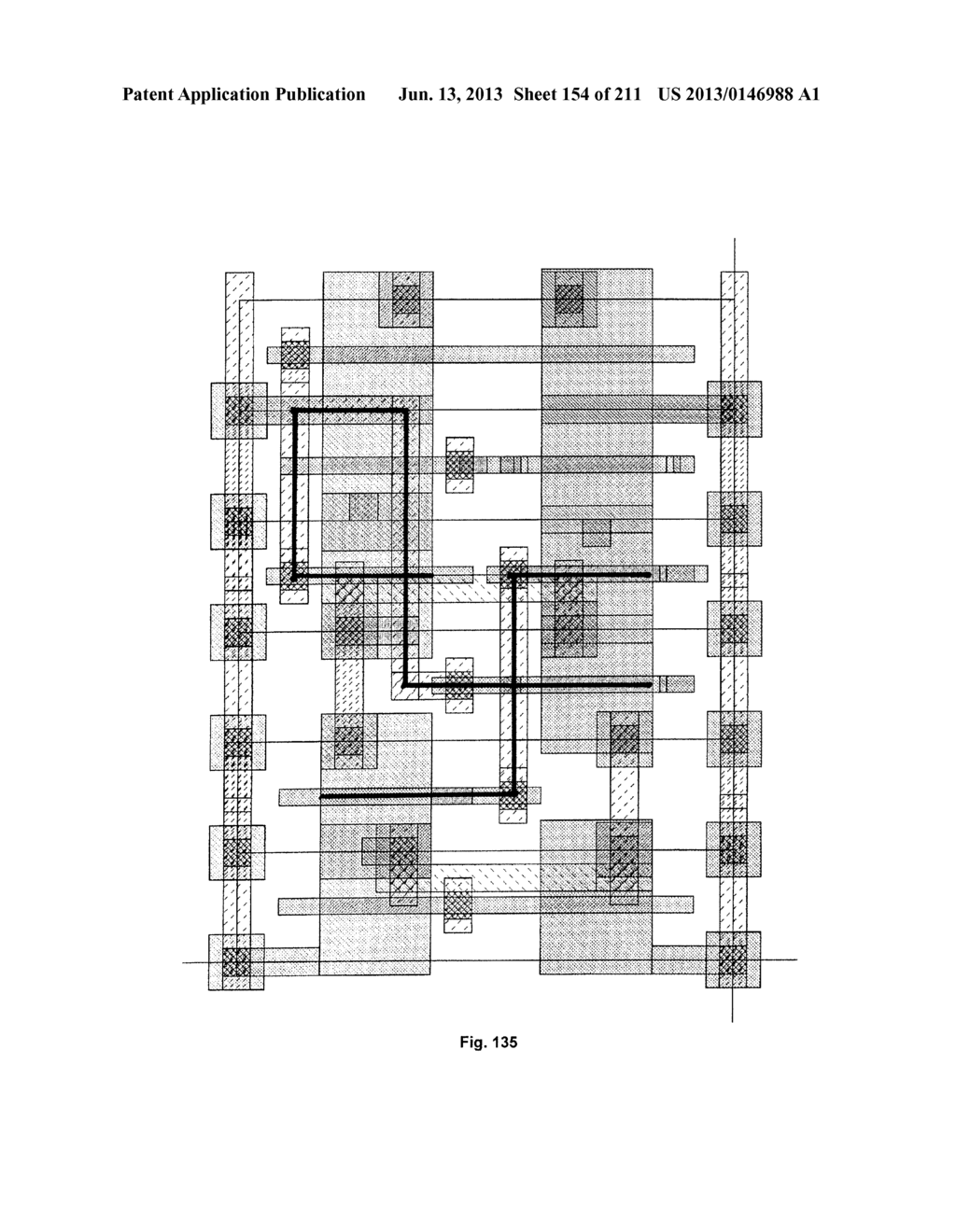 Integrated Circuit Including Cross-Coupled Transistors Having Gate     Electrodes Formed Within Gate Level Feature Layout Channels With Shared     Diffusion Regions on Opposite Sides of Two-Transistor-Forming Gate Level     Feature - diagram, schematic, and image 155