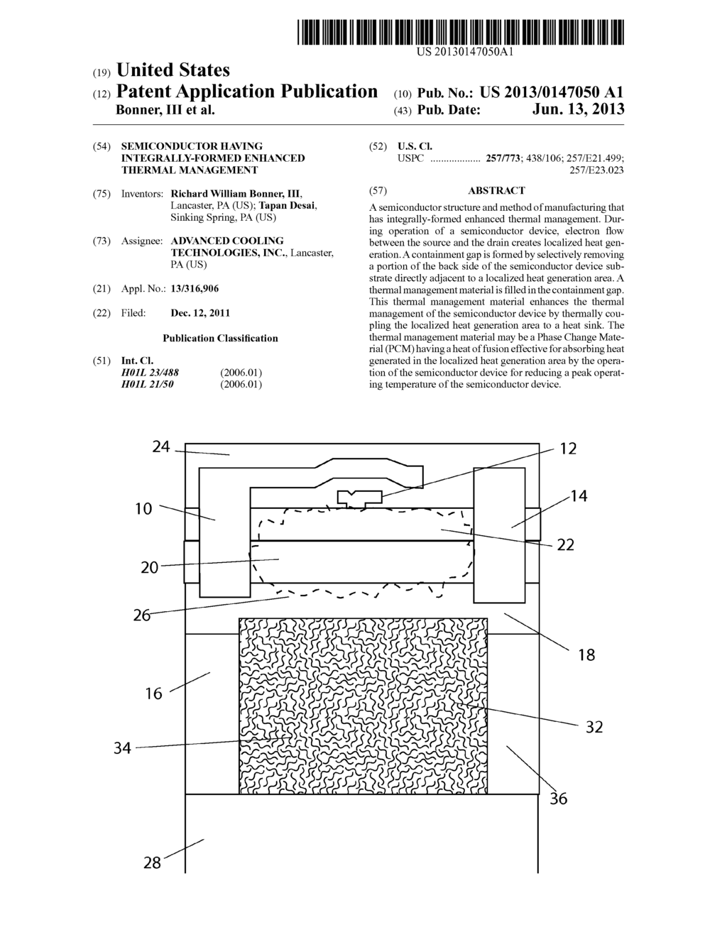 SEMICONDUCTOR HAVING INTEGRALLY-FORMED ENHANCED THERMAL MANAGEMENT - diagram, schematic, and image 01