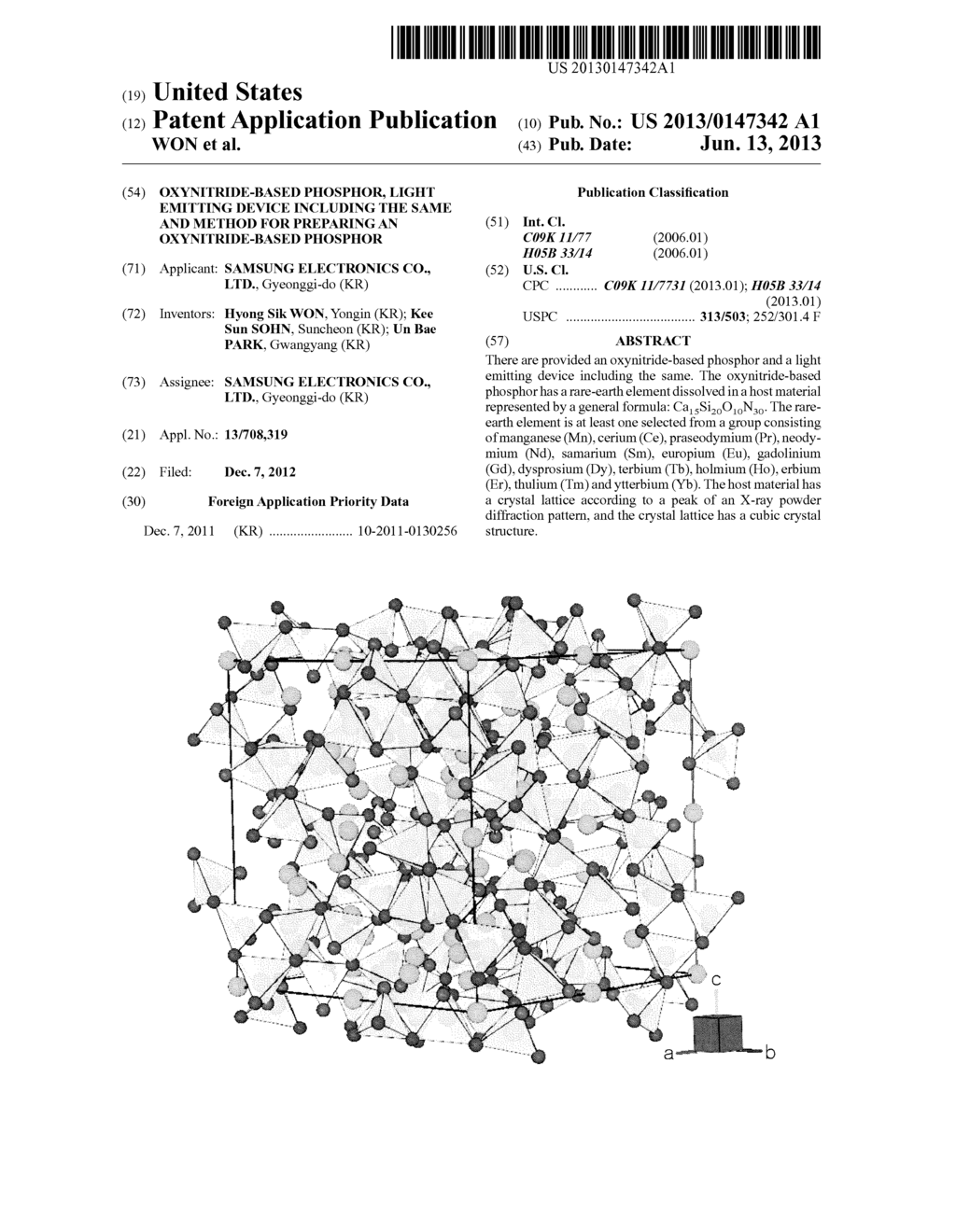 OXYNITRIDE-BASED PHOSPHOR, LIGHT EMITTING DEVICE INCLUDING THE SAME AND     METHOD FOR PREPARING AN OXYNITRIDE-BASED PHOSPHOR - diagram, schematic, and image 01