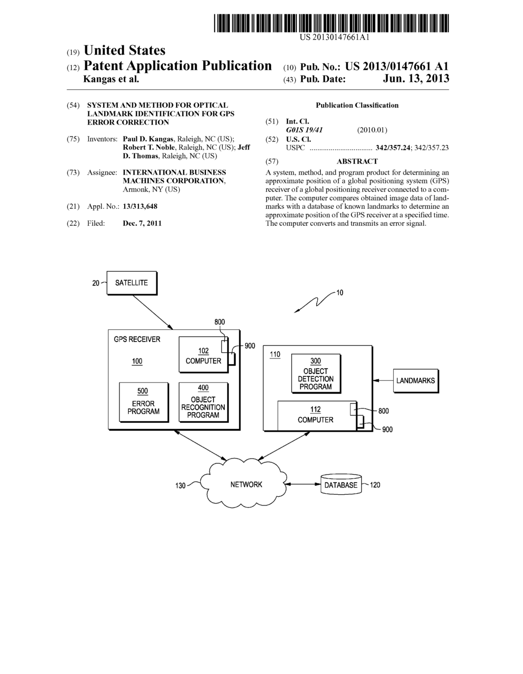 SYSTEM AND METHOD FOR OPTICAL LANDMARK IDENTIFICATION FOR GPS ERROR     CORRECTION - diagram, schematic, and image 01