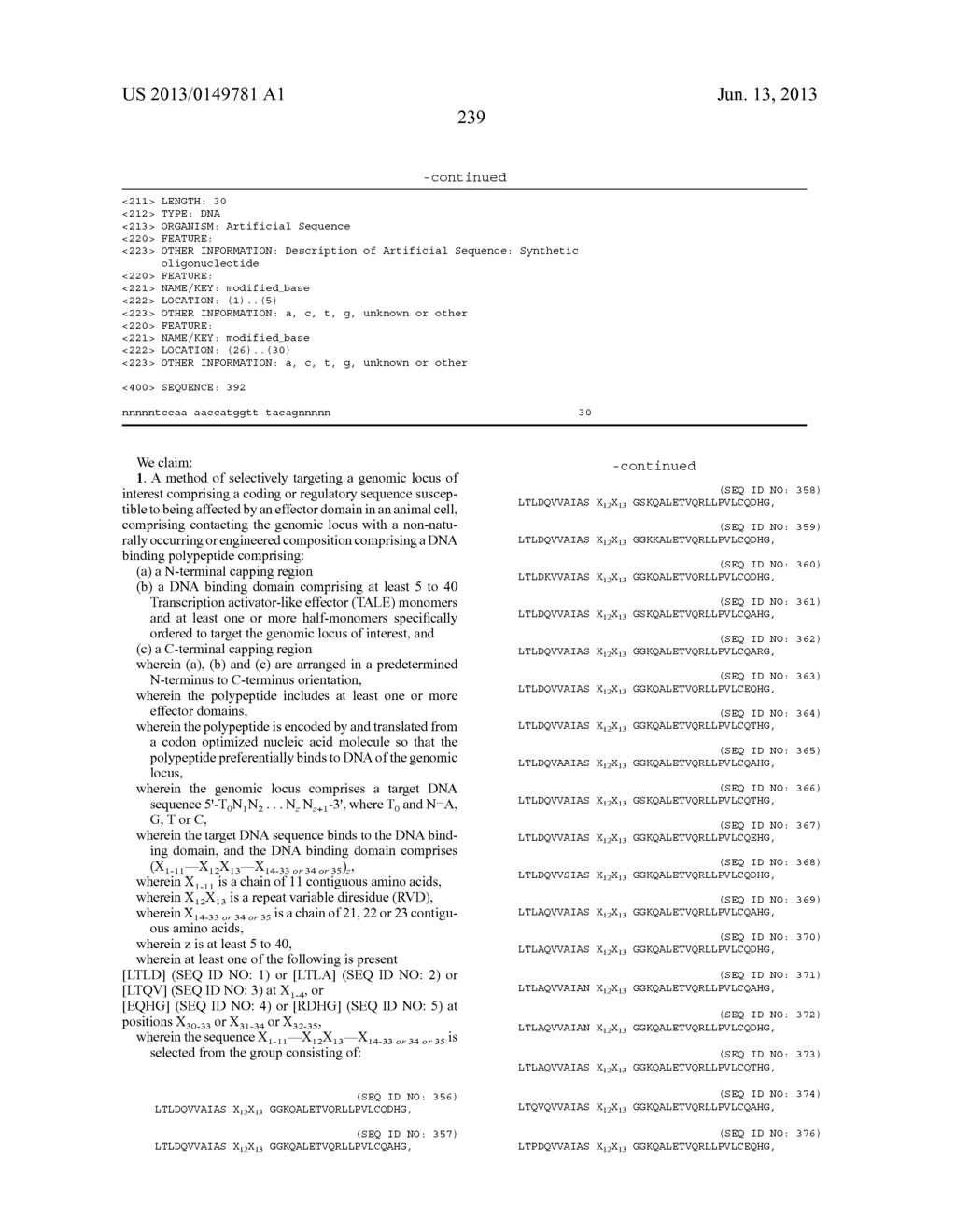 Nucleotide-Specific Recognition Sequences For Designer TAL Effectors - diagram, schematic, and image 302