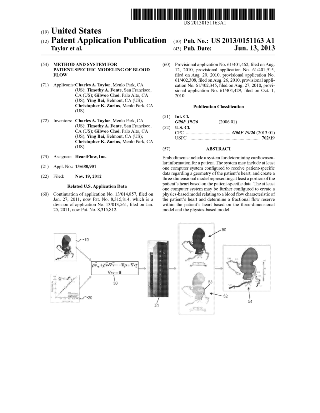 METHOD AND SYSTEM FOR PATIENT-SPECIFIC MODELING OF BLOOD FLOW - diagram, schematic, and image 01