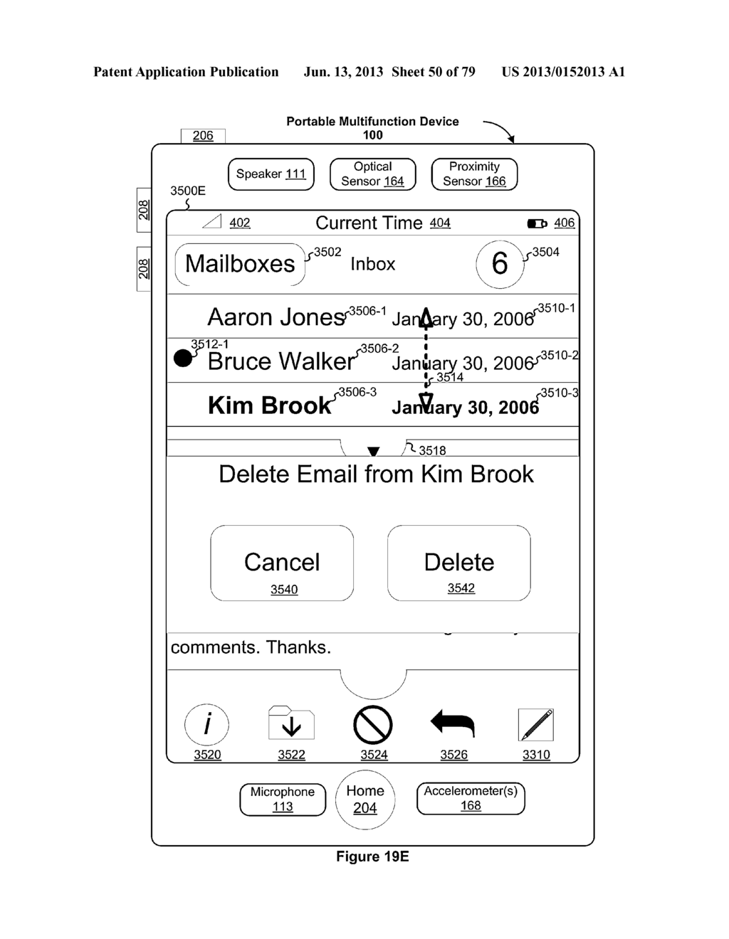 Portable Electronic Device, Method, and Graphical User Interface for     Displaying Electronic Lists and Documents - diagram, schematic, and image 51