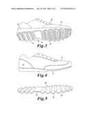 SHOE WITH PROTRUSIONS AND SECURING PORTIONS diagram and image