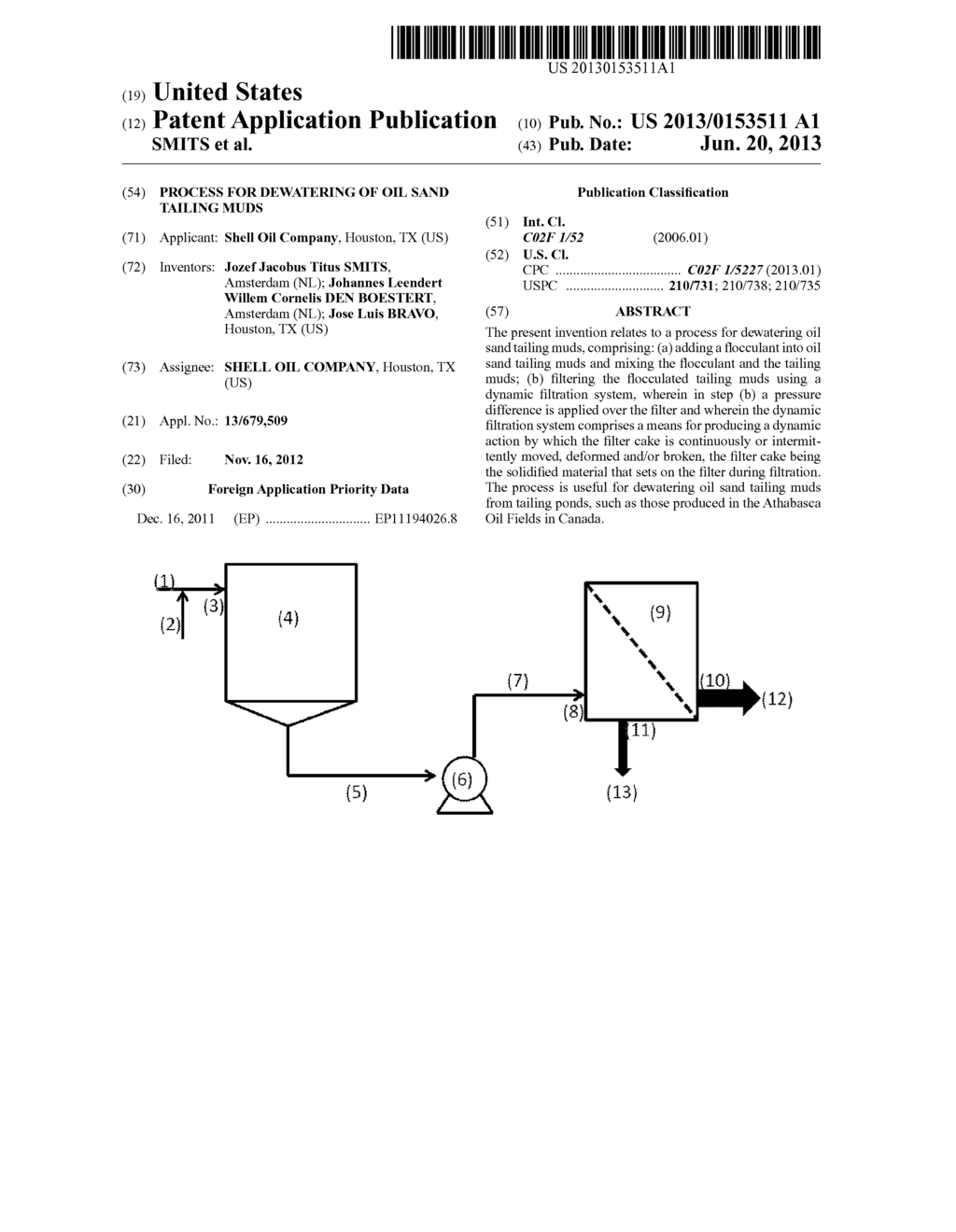 PROCESS FOR DEWATERING OF OIL SAND TAILING MUDS - diagram, schematic, and image 01