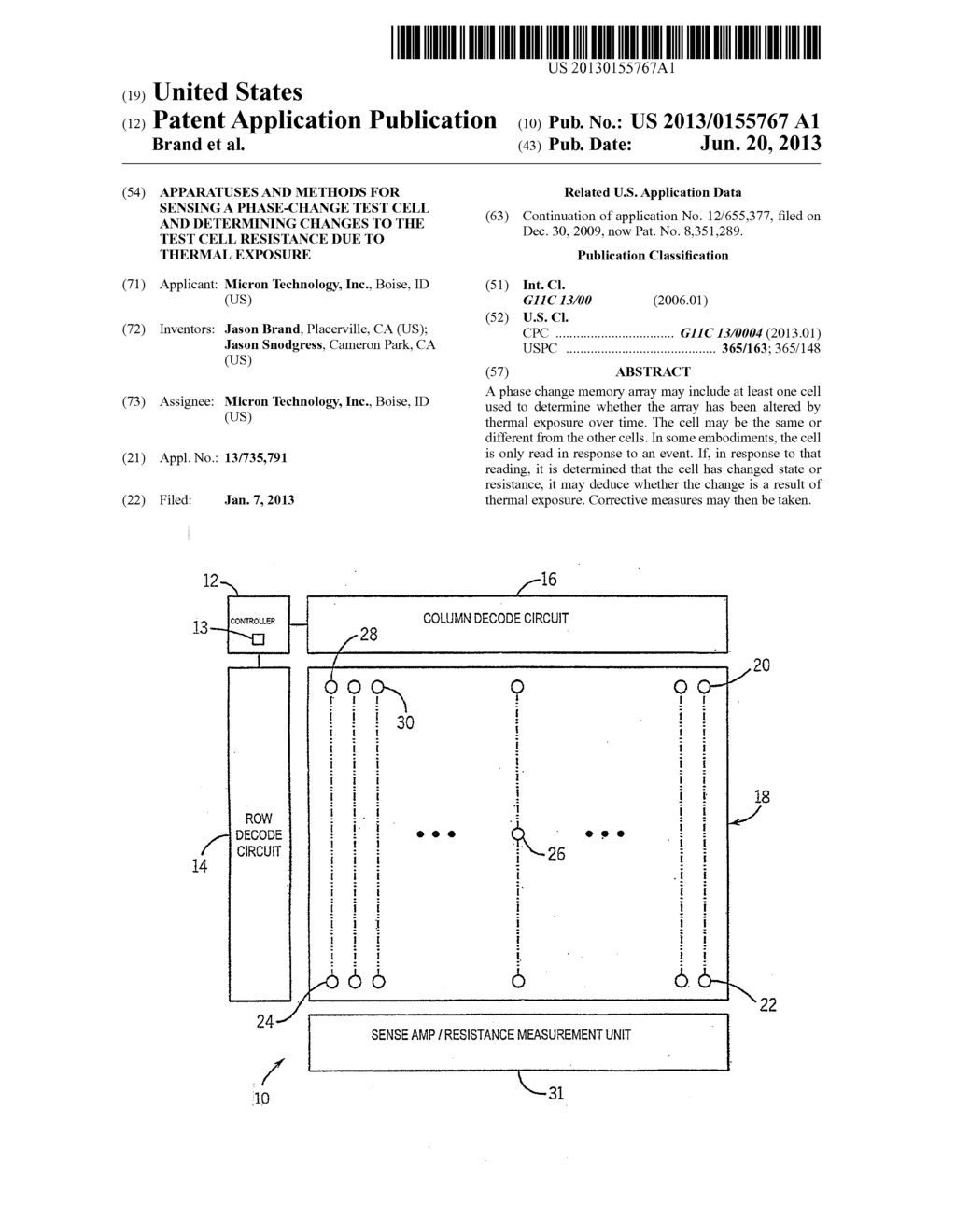 APPARATUSES AND METHODS FOR SENSING A PHASE-CHANGE TEST CELL AND     DETERMINING CHANGES TO THE TEST CELL RESISTANCE DUE TO THERMAL EXPOSURE - diagram, schematic, and image 01