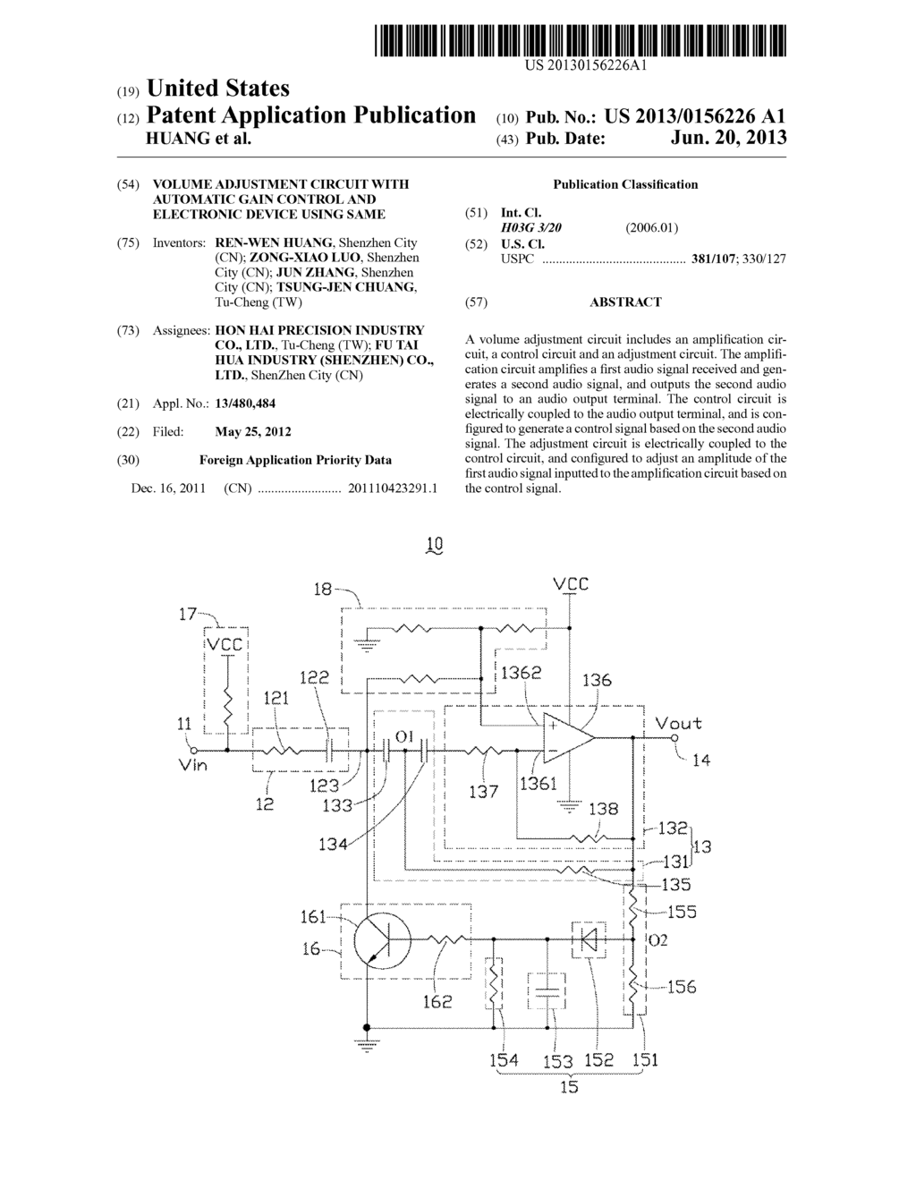 VOLUME ADJUSTMENT CIRCUIT WITH AUTOMATIC GAIN CONTROL AND ELECTRONIC     DEVICE USING SAME - diagram, schematic, and image 01