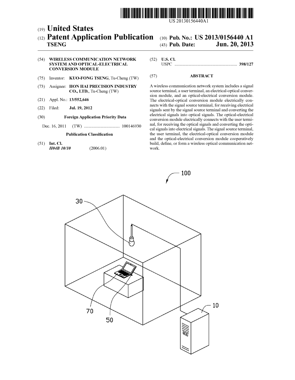 WIRELESS COMMUNICATION NETWORK SYSTEM AND OPTICAL-ELECTRICAL CONVERSION     MODULE - diagram, schematic, and image 01