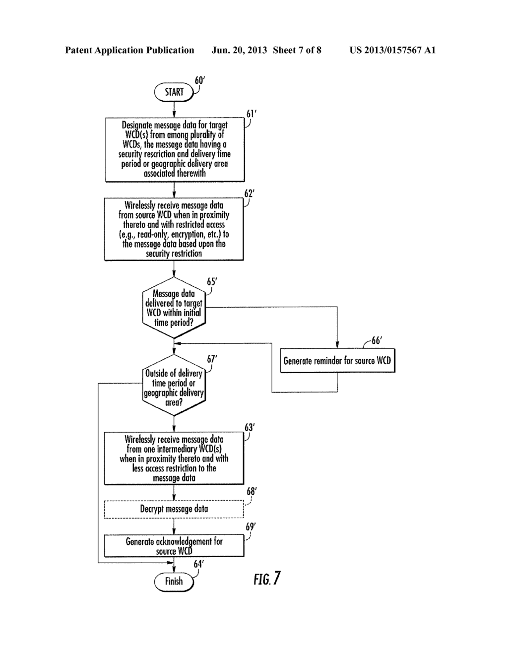 WIRELESS COMMUNICATIONS SYSTEM PROVIDING WIRELESS MESSAGE DATA DELIVERY     THROUGH INTERMEDIARY WIRELESS COMMUNICATIONS DEVICE AND RELATED METHODS - diagram, schematic, and image 08