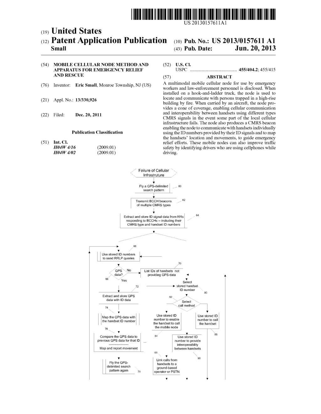 MOBILE CELLULAR NODE METHOD AND APPARATUS FOR EMERGENCY RELIEF AND RESCUE - diagram, schematic, and image 01