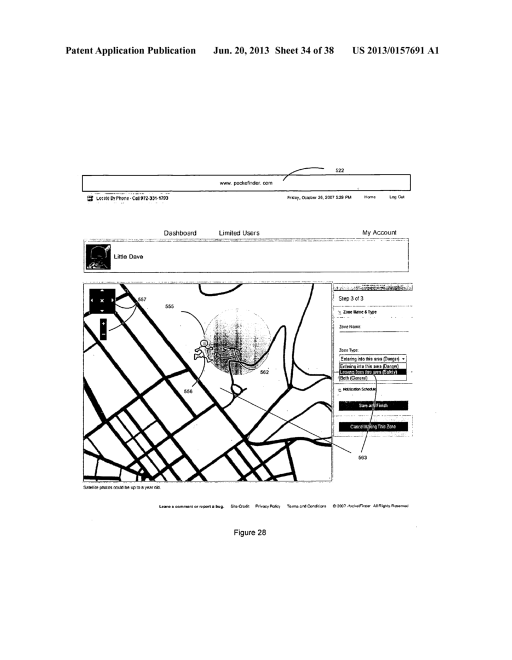 SYSTEM AND METHOD FOR CREATING AND MANAGING A PERSONALIZED WEB INTERFACE     FOR MONITORING LOCATION INFORMATION ON INDIVIDUALS AND OBJECTS USING     TRACKING DEVICES - diagram, schematic, and image 35